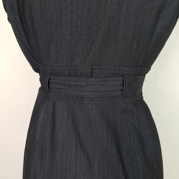 Calvin Klein Cap Sleeve Button Front Belted Dark Wash Denim Dress 10 Petite - Picture 10 of 12